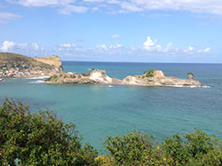 The hilly coastline near Dennery, Saint Lucia