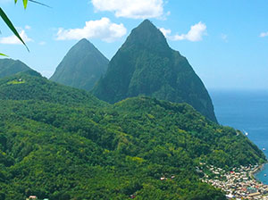 Soufrière and the Pitons on Saint Lucia's west coast