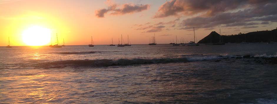Sunset over the Caribbean Sea in Saint Lucia