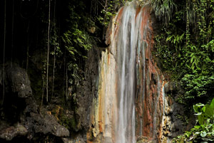 Waterfall in the rainforest of Saint Lucia
